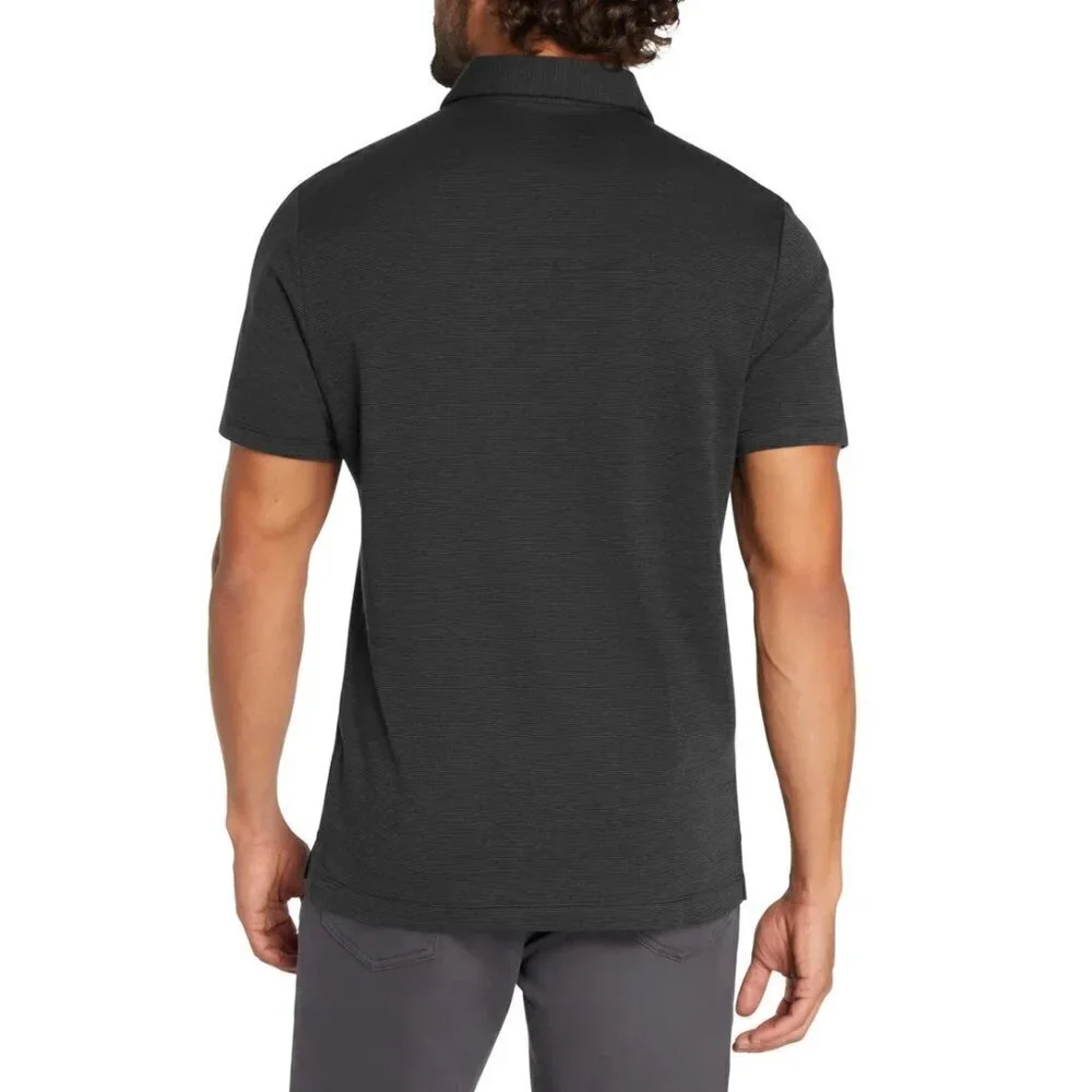 NWT - Banana Republic Men’s Luxe Polo Black Gray Stripe – Size XL